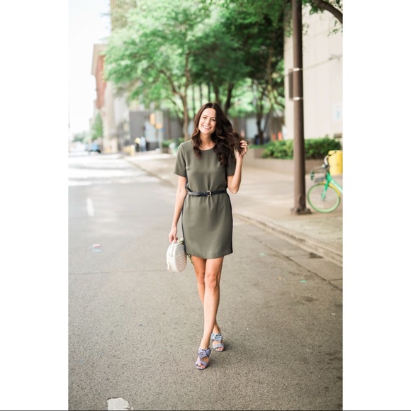 Ann Taylor Striped Side T-Shirt Dress in Olive - Picture 12 of 12
